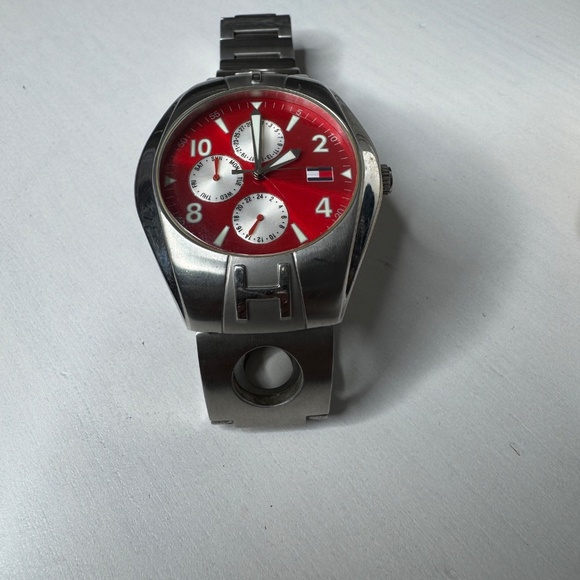 Y2K era Hilfiger - Tommy Hilfiger Red Dial Multifunction Sport Fashion Watch - Picture 9 of 9